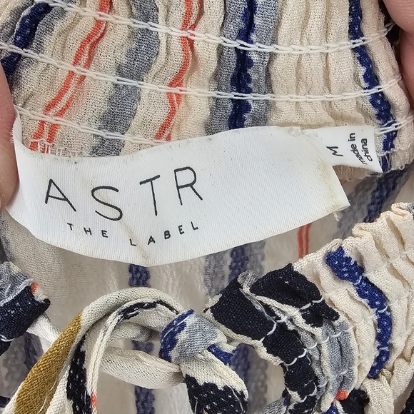 ASTR the Label Blouson Off The Shoulder Mini Dress Multi-stripe Size Medium - Picture 2 of 10